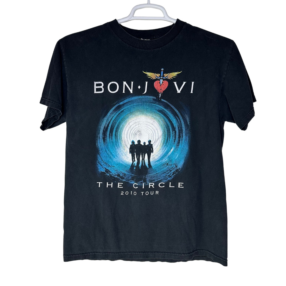 Bon Jovi Shirt Men Medium Black The Circle Tour 2010 Concert Band Rock Music Y2K